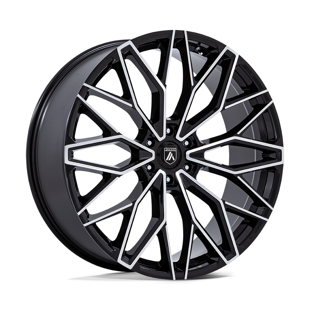 Asanti Black AB050 MOGUL 6 GLOSS BLACK W/ MACHINED FACE Wheel 22x9.5 6X139.7mm +25 106.1mm