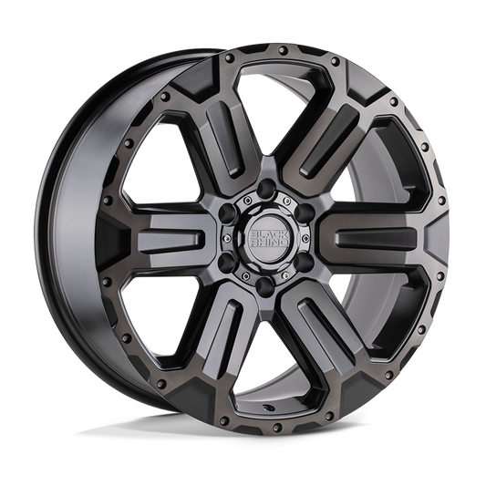 Black Rhino Hard Alloys WANAKA M-GUNMETAL W/ BRUSHED FACE Wheel 17x8.5 6X139.7mm +12 112.1mm