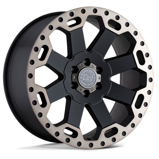 Black Rhino Hard Alloys WARLORD MATTE BLACK W/ MACH DARK TINT Wheel 17x9 8X165.1mm +12 122.4mm