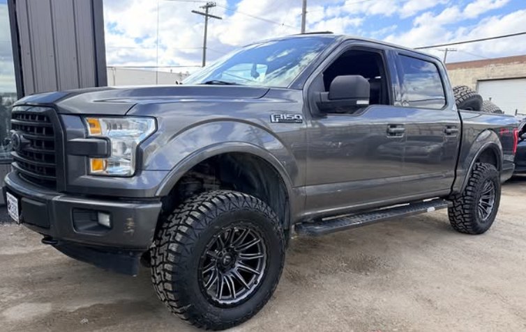Ford F-150 wheel and all-terrain tire package installed at Project Wheel Works